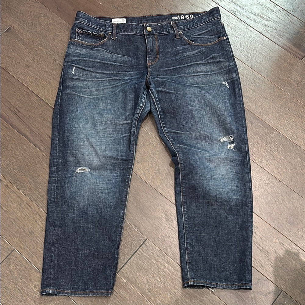 GAP Relaxed Fit Distressed Blue Jeans
